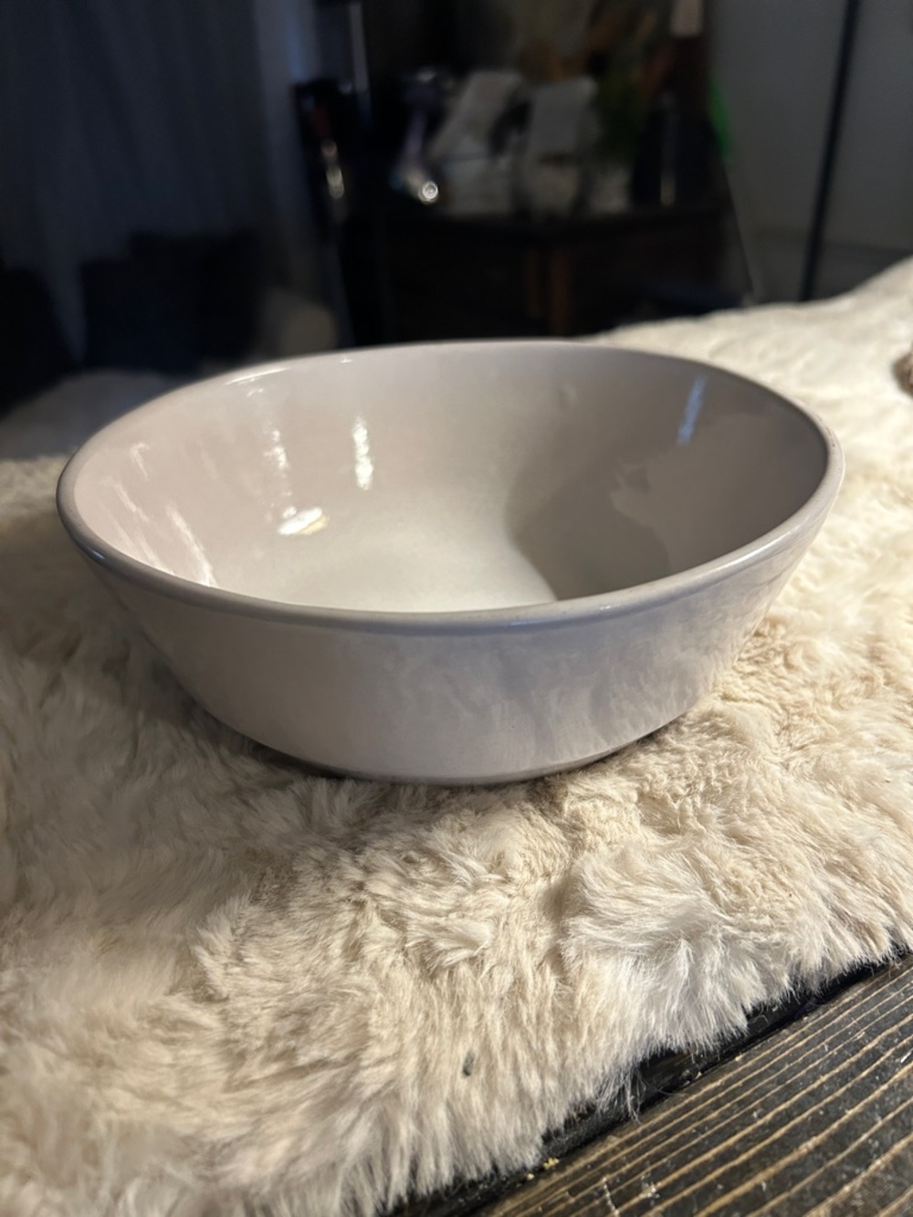$10 sale Frankoma 6N white grey undertone Pottery Serving Bowl 7.5" MCM